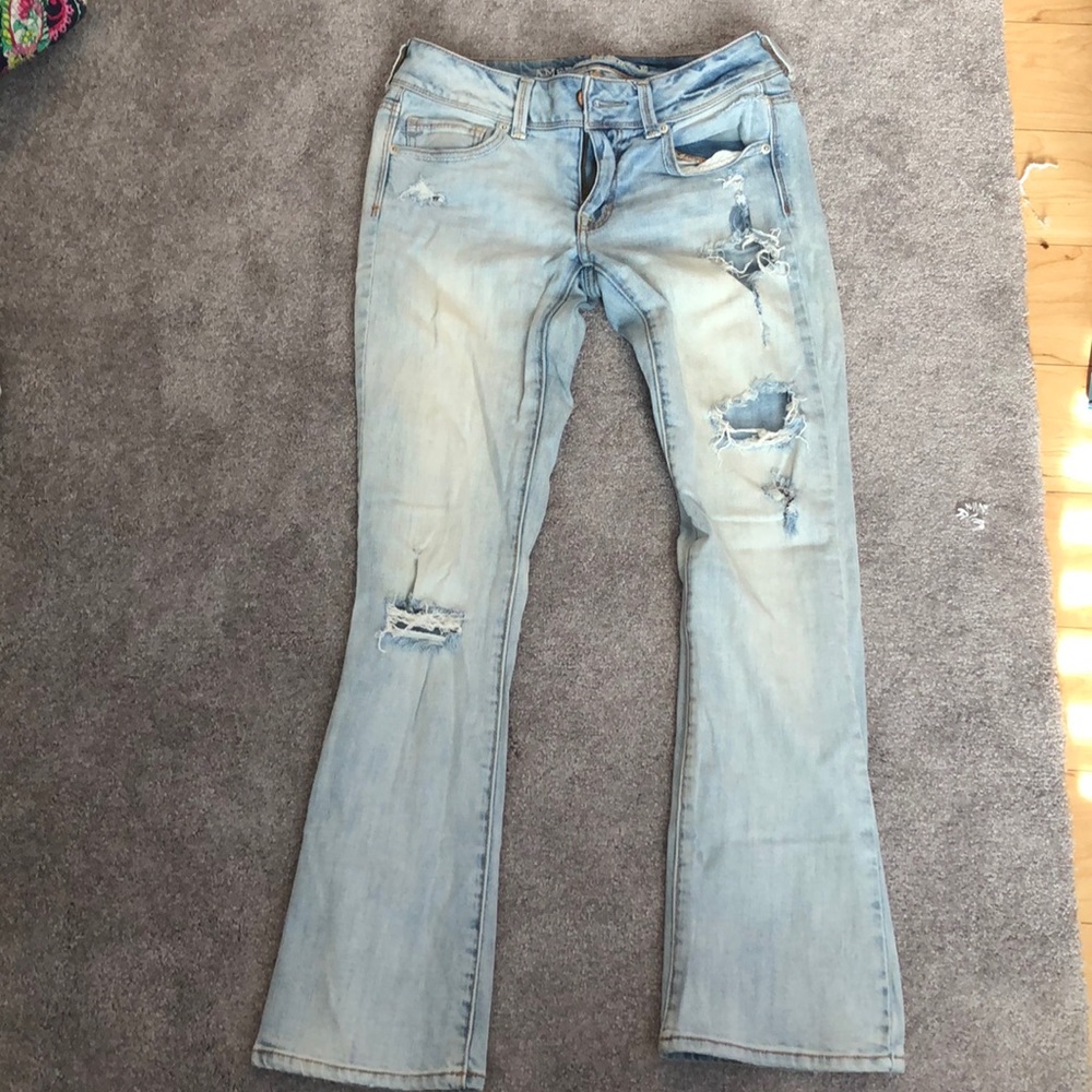 American eagle wash ripped boot cut jeans